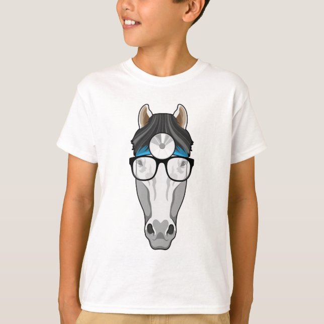 T-shirt Cheval comme docteur avec lunettes (Devant)