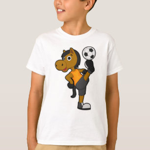 T-shirt Cheval comme joueur de football avec balle de foot
