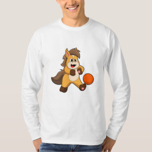 T-shirt Cheval comme joueur de football avec balle de foot