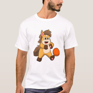 T-shirt Cheval comme joueur de football avec balle de foot