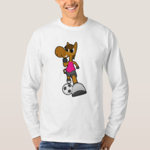 T-shirt Cheval comme joueur de football avec balle de foot