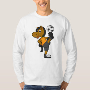 T-shirt Cheval comme joueur de football avec balle de foot