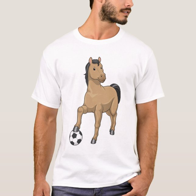 T-shirt Cheval comme joueur de football avec Soccer (Devant)