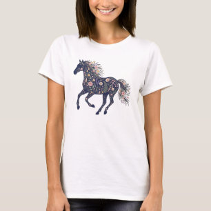 T-shirt Cheval courant floral botanique foncé