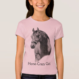 T-Shirt CHEVAL : CRAYON : HORSE-CRAZY : FILLE