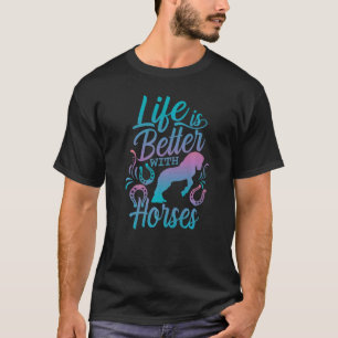 T-shirt Cheval Cute Racing Ride Animal Herbe Horseback Vet