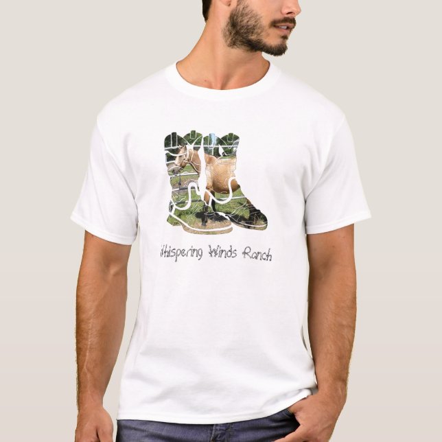T-shirt Cheval dans les bottes, ranch de chuchotement de (Devant)