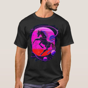T-shirt Cheval dans l'espace sautant galopant équitation