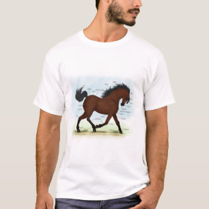 T-shirt Cheval De Baie Avec Carte Anatomique De Cheval De