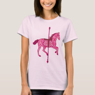 T-shirt Cheval de carrousel - Fuchsia rose