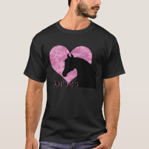 T-shirt Cheval de coeur (camo rose)