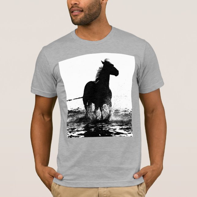 T-shirt Cheval de course Heather Grey Élégant Art Pop Mode (Devant)