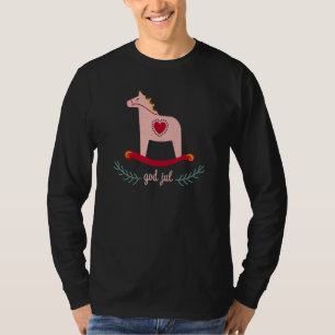 T-shirt Cheval de Dala à balancier de Noël suédois God Jul