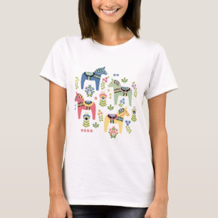 T-shirt Cheval de Dala suédois coloré