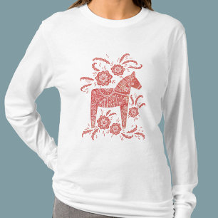 T-shirt Cheval de Dala suédois Rouge et blanc