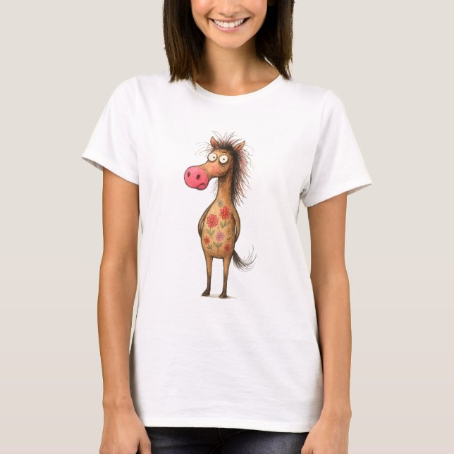 T-shirt Cheval de dessin Whimsical (Devant)
