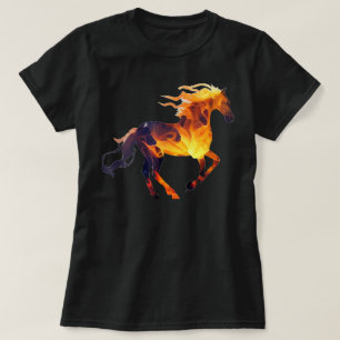T-shirt Cheval de feu amusant qui court Cheval brûlant amo