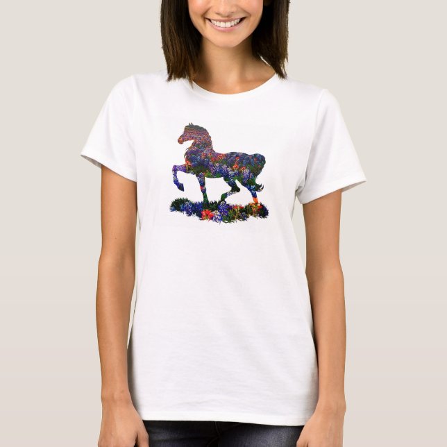 T-shirt cheval de fleurs/poney : ou ajouter votre propre i (Devant)