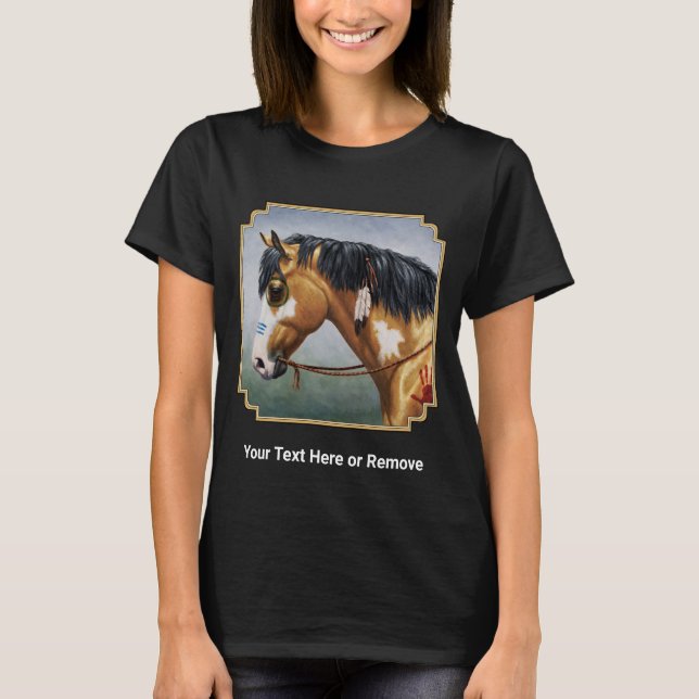 T-shirt Cheval de guerre amérindien Buckskin Pinto (Devant)