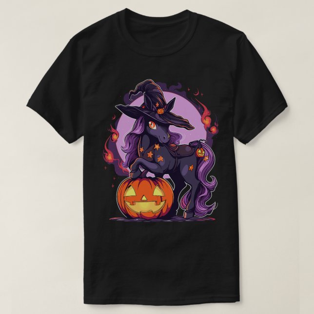 T-shirt Cheval de Halloween sorcier Casquette cheval caval (Design devant)