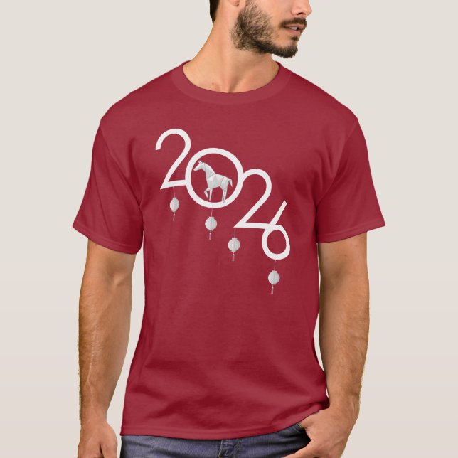 T-shirt Cheval de Nouvel An Chinois Origami 2026 (Devant)