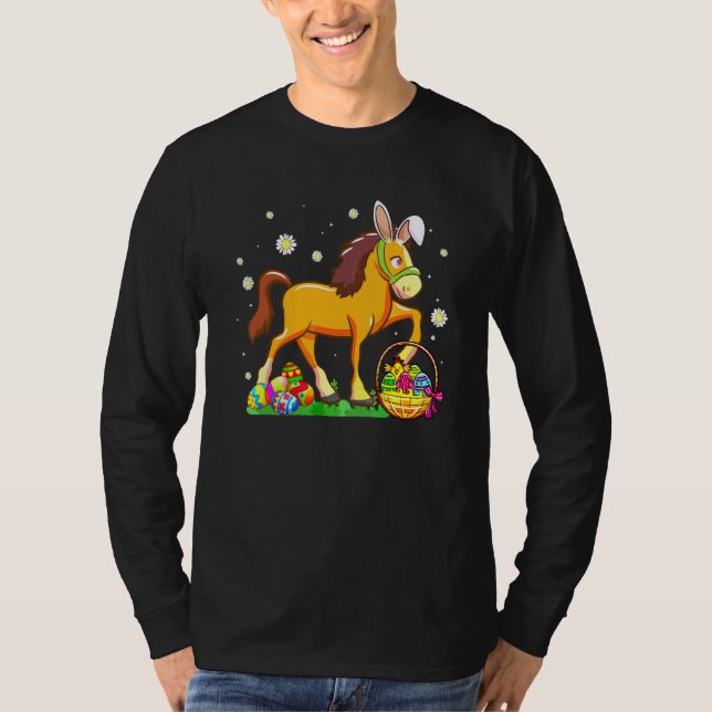 T-shirt Cheval de Pâques Lapin Oreilles OEufs Chasse Panie (Devant)