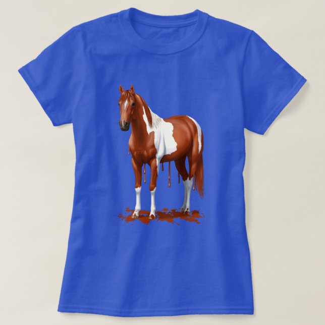 T-shirt Cheval de peinture à l'eau froide et déchiquetée d (Design devant)