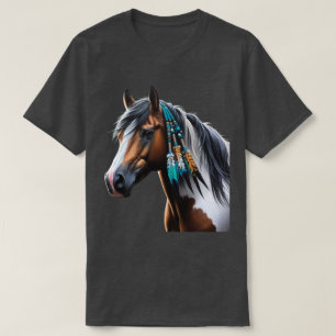 T-shirt Cheval de peinture avec perles autochtones