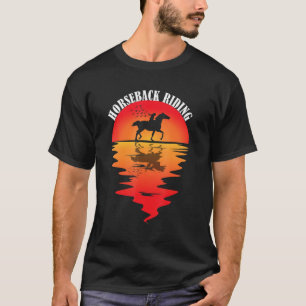 T-shirt Cheval de selle Vintage Sunset Équitation à cheval