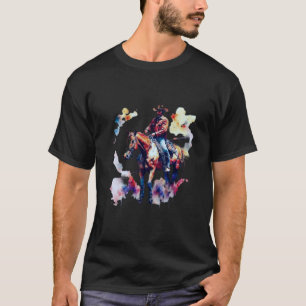 T-shirt Cheval d'équitation Cowboy Abstrait en aquarelle v