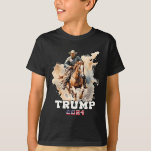 T-shirt Cheval d'équitation Drapeau américain Cowboy