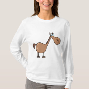 T-shirt Cheval Dérisoire Brun Drôle et Amusant