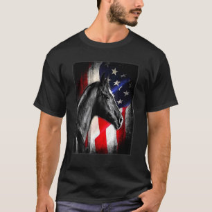 T-shirt Cheval Drapeau Américain Équitation Cheval