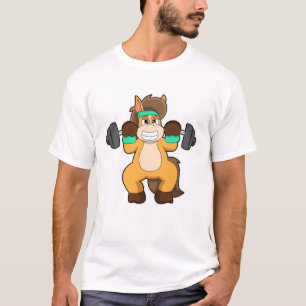 T-shirt Cheval en Bodybuilder avec Barbell