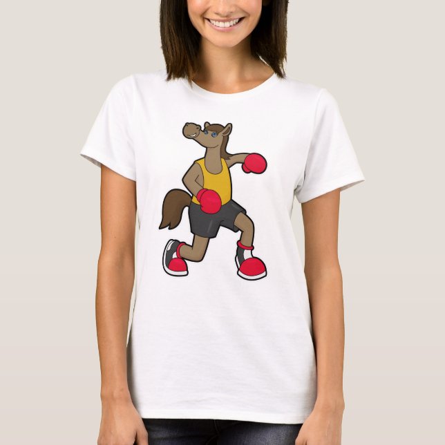 T-shirt Cheval en boîte avec gants de boxe (Devant)