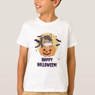 T-shirt Cheval En Chevaux Doux Citrouille Joyeux Halloween