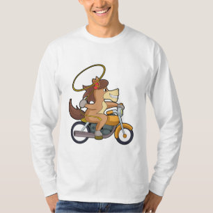 T-shirt Cheval en Cowboy avec Lasso & Motorcycle