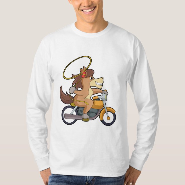 T-shirt Cheval en Cowboy avec Lasso & Motorcycle (Devant)