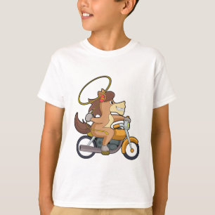 T-shirt Cheval en Cowboy avec Lasso & Motorcycle