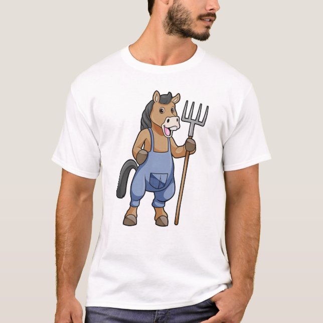 T-shirt Cheval en fermier avec Rake (Devant)