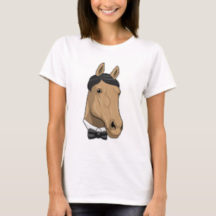 T-shirt Cheval en Gentleman avec cravate de Bow