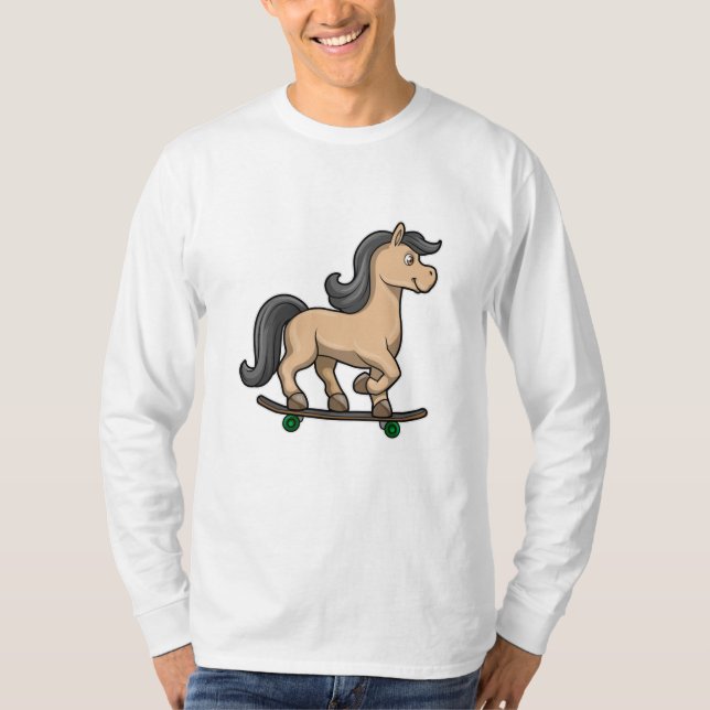 T-shirt Cheval en Patinage avec Skateboard (Devant)