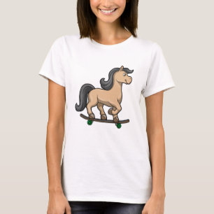 T-shirt Cheval en Patinage avec Skateboard