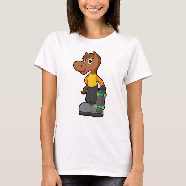 T-shirt Cheval en Patinage avec Skateboard (Devant)
