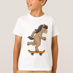 T-shirt Cheval en Patinage avec Skateboard