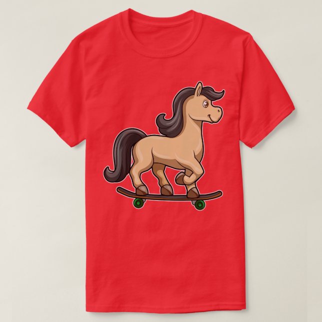 T-shirt Cheval en Skater avec Skateboard 1 (Design devant)