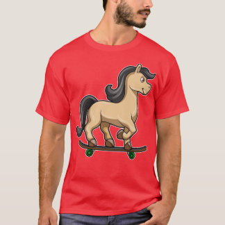 T-shirt Cheval en Skater avec Skateboard 1