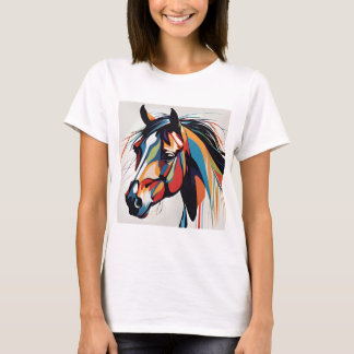 T-shirt Cheval Equestre Abstrait Mustang Pony Bronco Colt