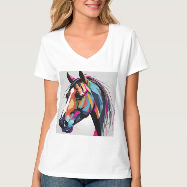 T-shirt Cheval Equestre Abstrait Mustang Pony Bronco Colt (Devant)