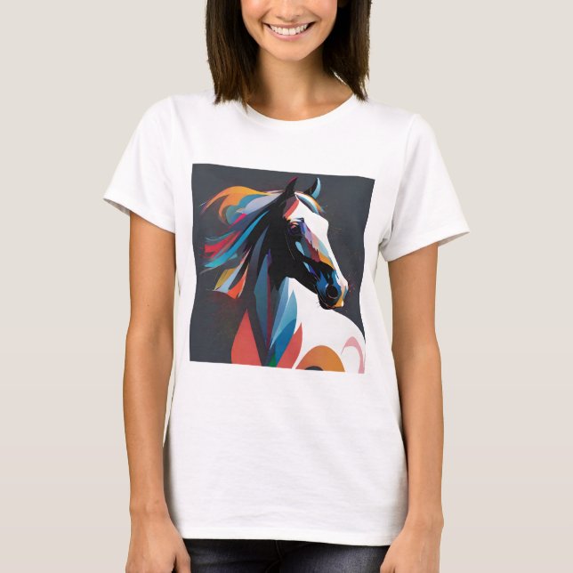 T-shirt Cheval Equestre Abstrait Mustang Pony Bronco Colt (Devant)